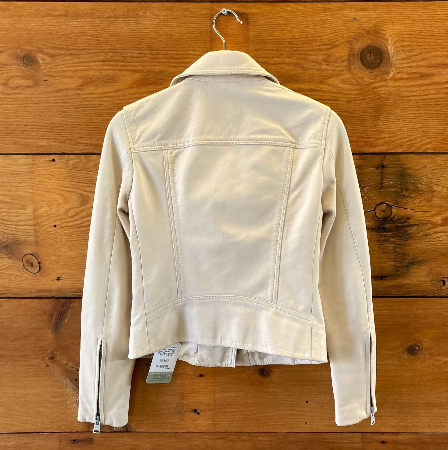 AllSaints $569 Off White Leather Dalby Biker Moto Jacket - Size 2 - 0721KL