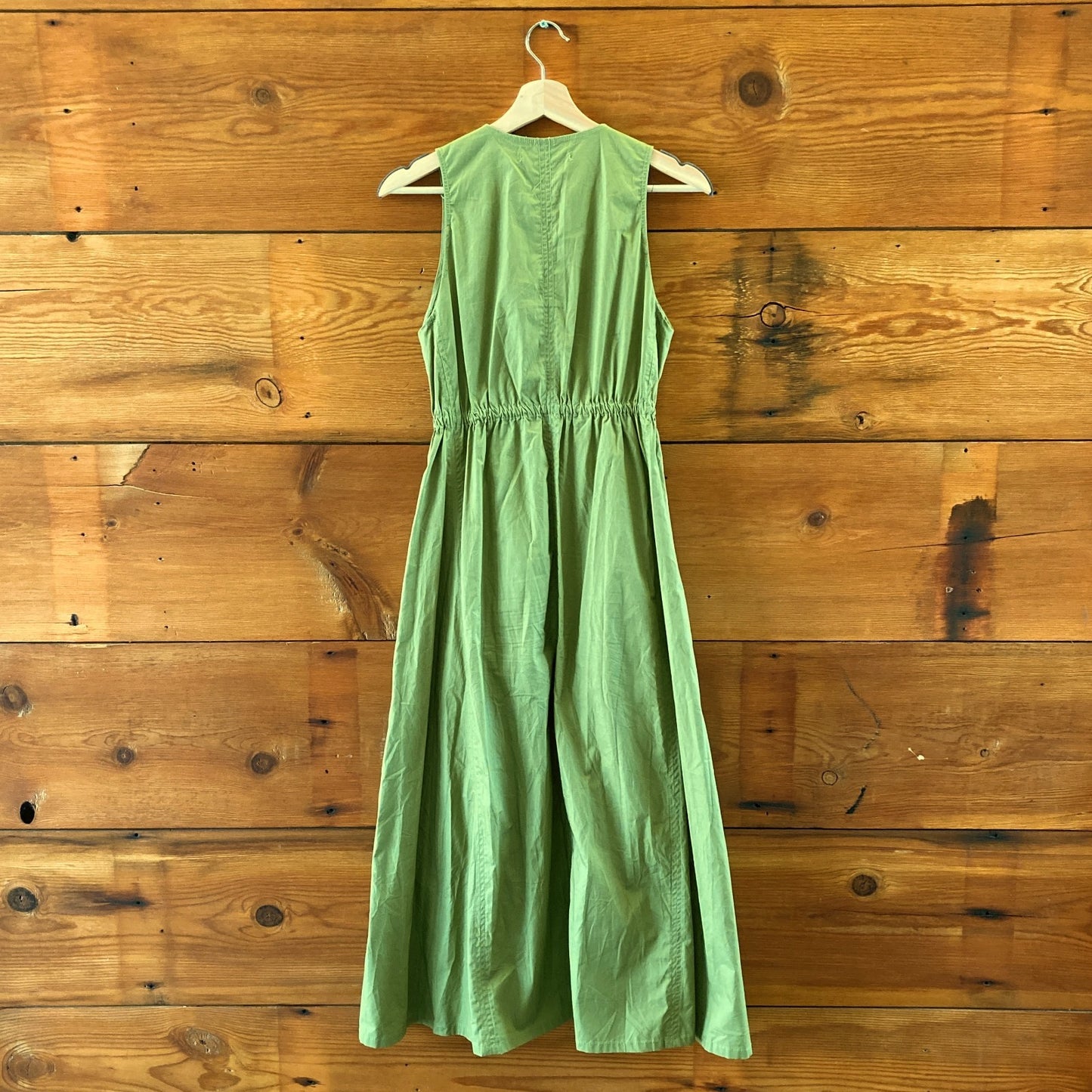Deluc Green Sleeveless Zip Front Midi RUBBENS V-Neck Dress - Size XS - 0718DK