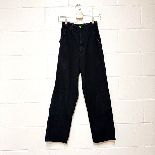 Meals Black Heavy Cotton Chef Baggy Fit Utility Cargo Leg Pants- Sz XS - 1201CC