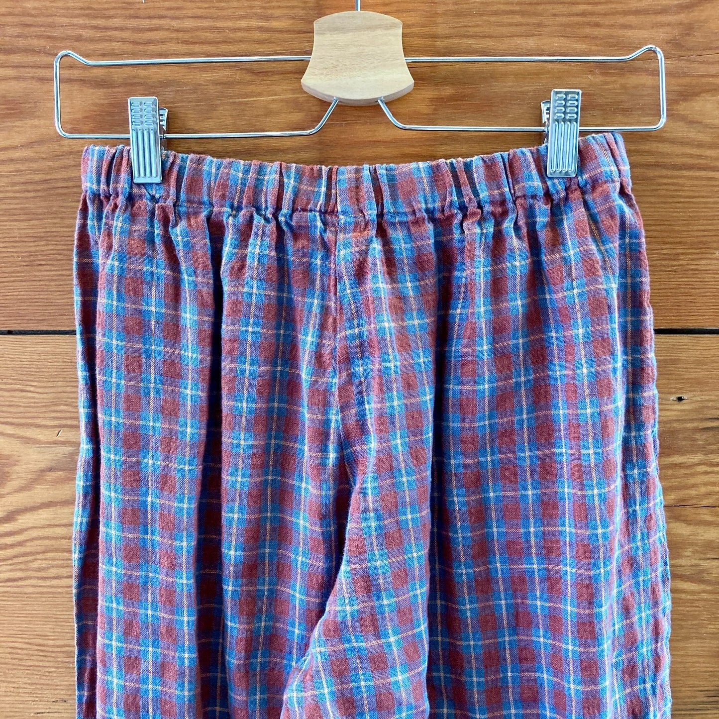Coco Maisonette Red Plaid Linen Elastic Waist Pull-On Pants Size S / M - 0327AM