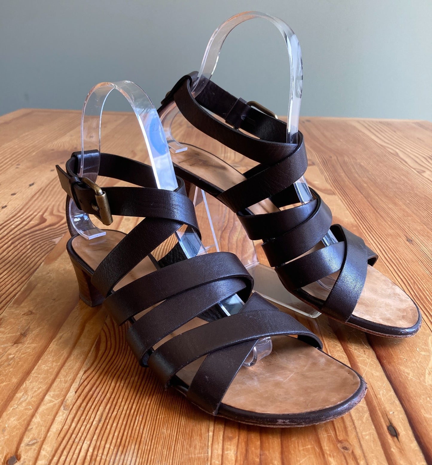 Giuseppe Zanoti Brown Leather Strappy Sandals Shoes - Size 37 / 7 US - 0601BC