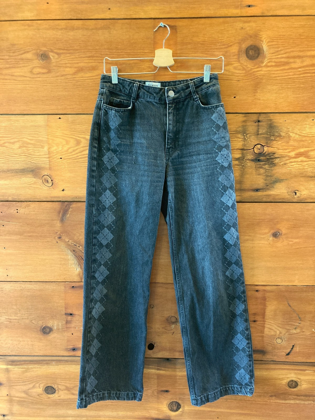 Damson Madder Black Wash Argyle Print Sylvie Jeans - Size 8 - 0717SM