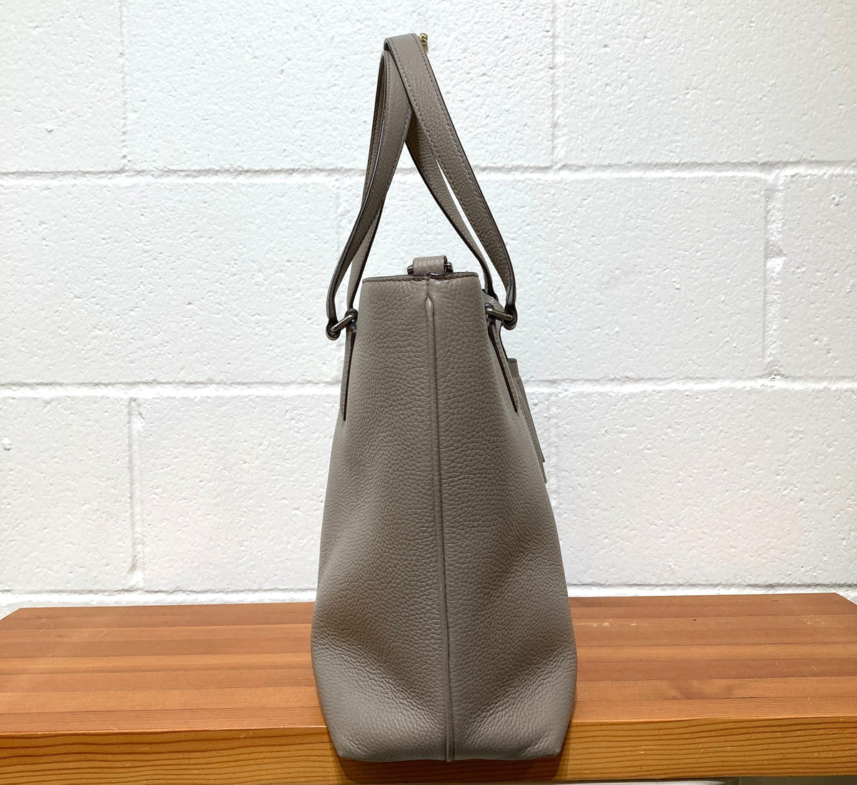 Tory Burch Gray Pebbled Leather Thea Zip Top Tote Bag Purse - 0905SC