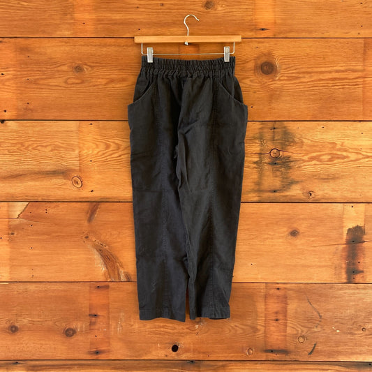 S - Elizabeth Suzanne Studio Black Elastic Waist 100% Linen Clyde Pants 0122DM