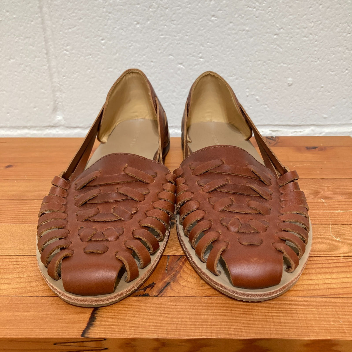 Nisolo Brown Woven Leather Huarache Sandals Shoes - Size 9.5 - 0815CJ