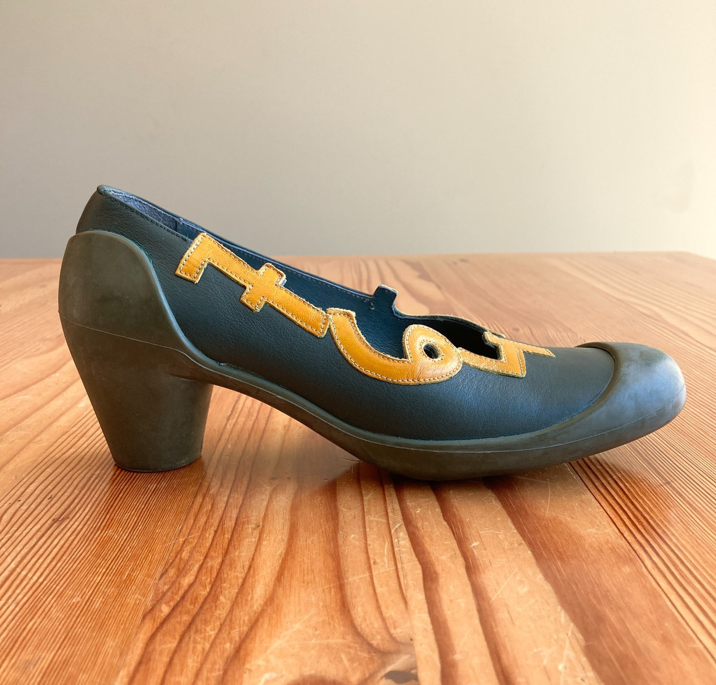 Camper Blue Green Leather Twins Number Heels Pumps - Size 40 / 10 US - 0218NM