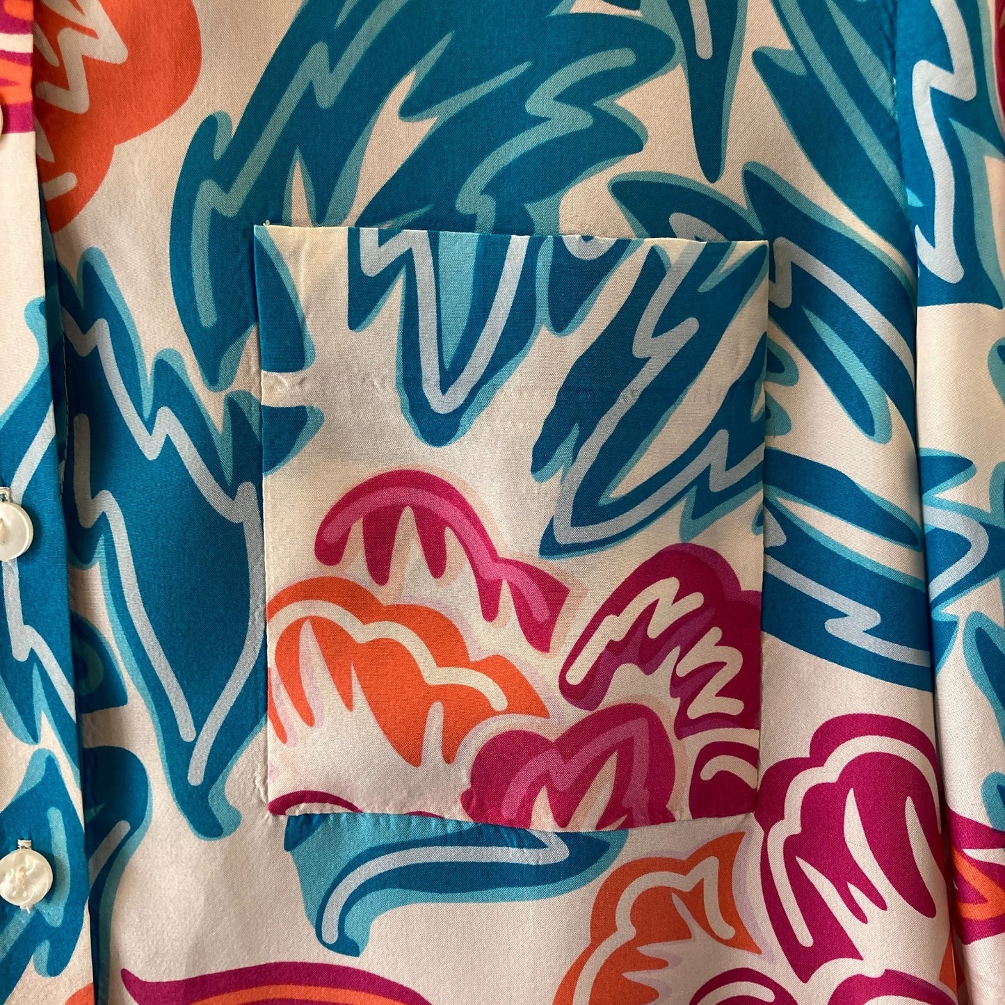 Diane Von Furstenberg Pink Blue Vibrant Print Prita Silk Shirt Dress - 0428OM