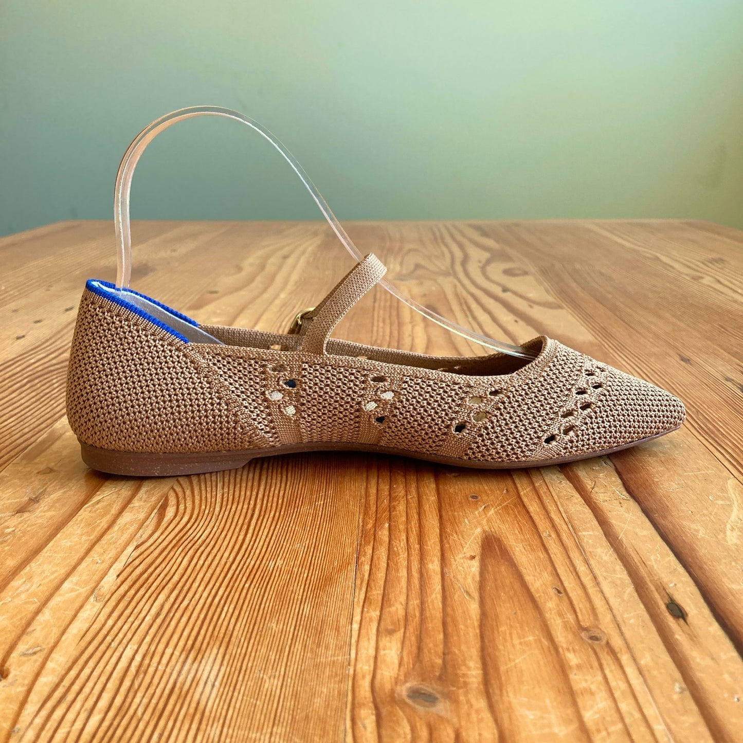 Rothy's Wren Tan Crochet Mary Jane II Point Flats - Sz 7.5 - NEW w/ Box - 1125EA