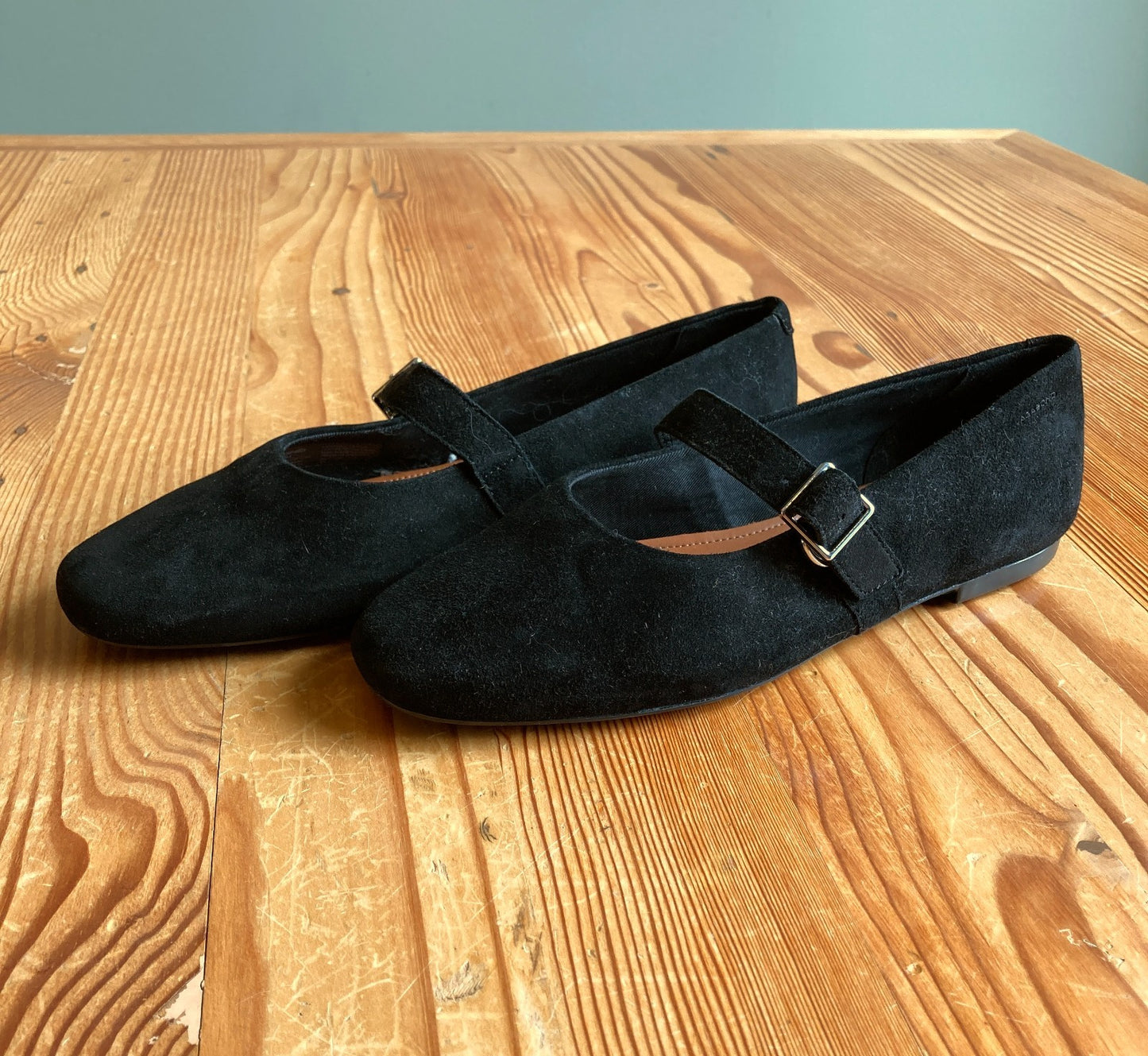 Vagabond Black Suede Leather Mary Jane Flats Jolin Shoes - Size 39 / 9 - 0416JW