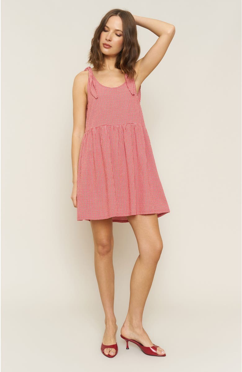 XS - Whimsy + Row $168 Red & White Gingham Plaid Kate Mini Dress 0312IG