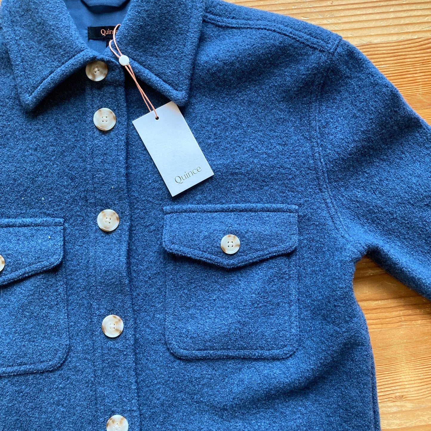 Quince Blue Melange NEW Merino Wool Button Front Shirt Jacket - Size S - 0511VS