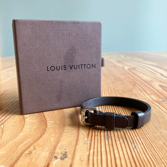 Louis Vuitton $225 Brown Calf Leather Stamp It Bracelet w/ Box - 0209SB