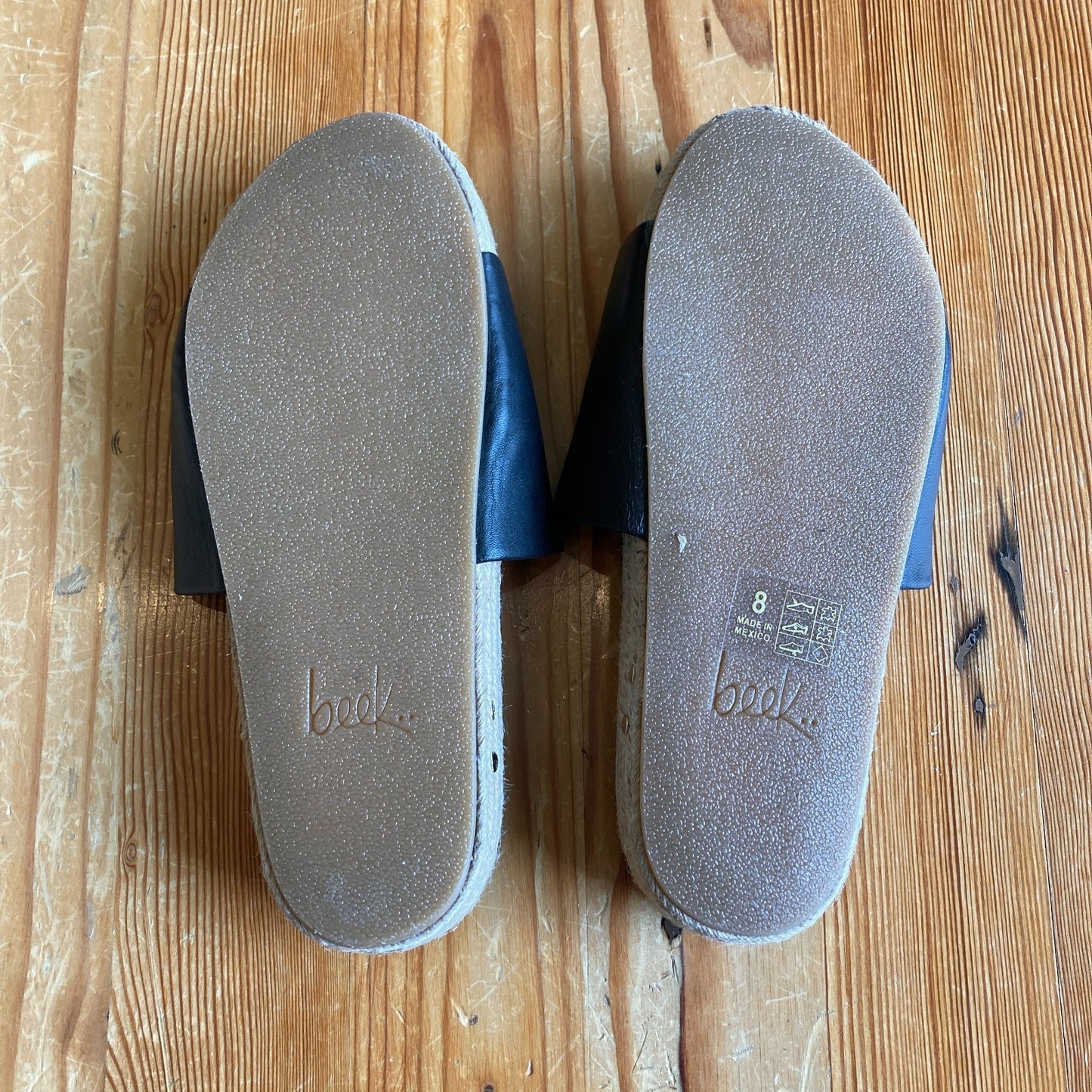 Beek Black Pelican Jute Espadrille Slides Shoes - Size 8 - NEW w/ Box - 4427SC