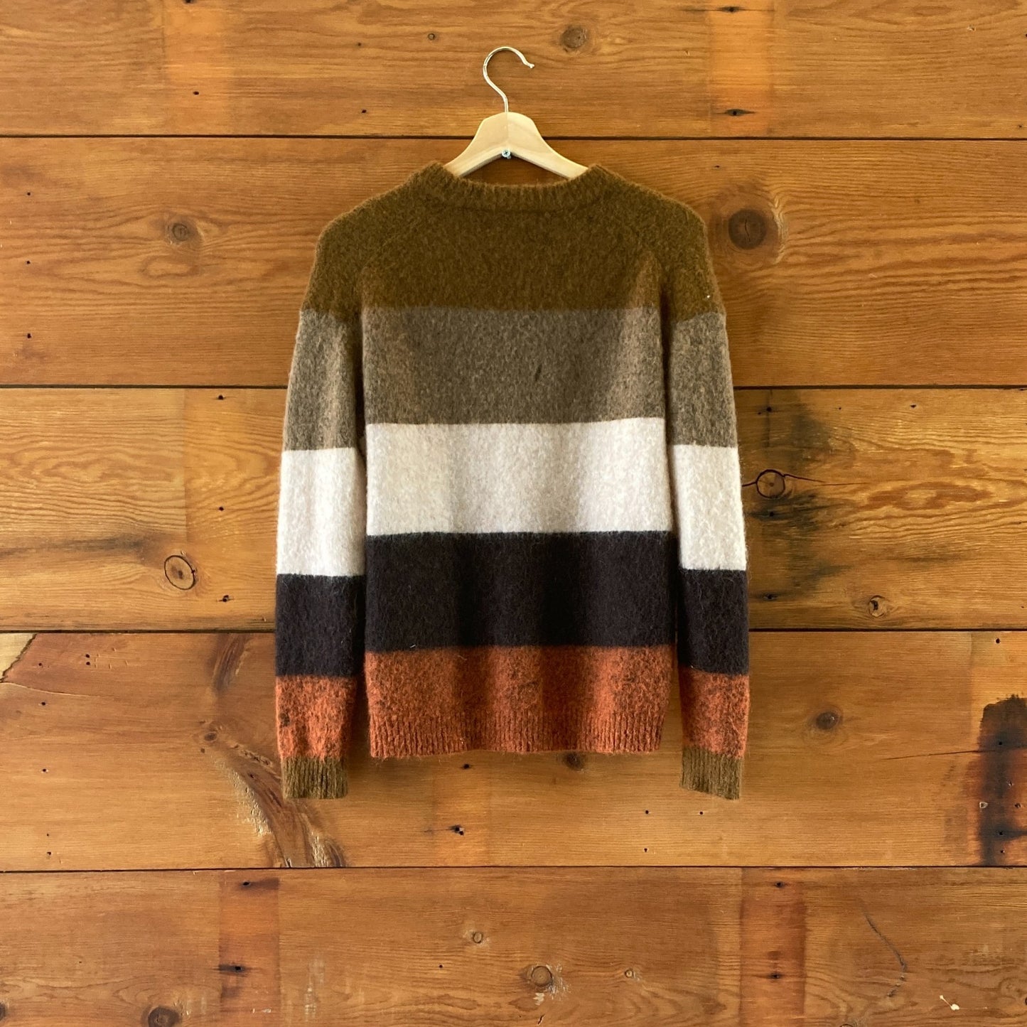 Acne Studios Brown Striped Alan Mohair Paw Crew Neck Sweater - Size S - 0313SH