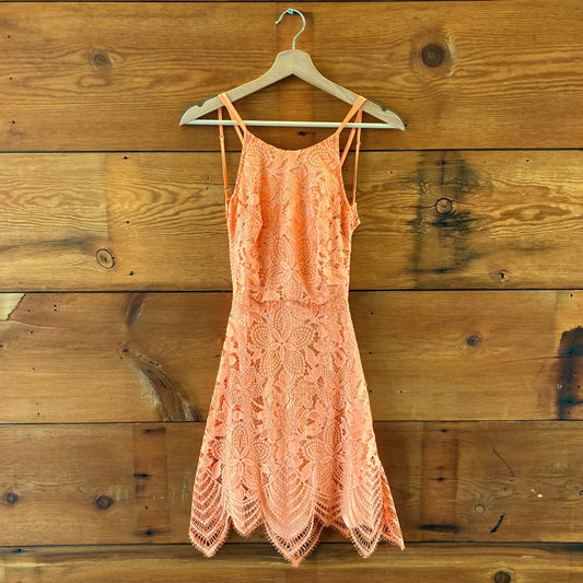 For Love & Lemons Guava Open Back Lace Mini Dress - Size S - 1112MH