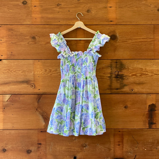 S - Hill House Blue Hydrangea Print Sleeveless Elizabeth Nap Mini Dress 0707AC