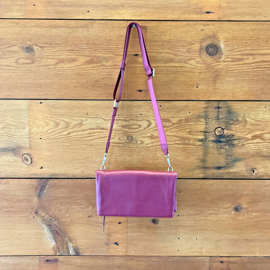 Hobo International Burgundy Flap Top Leather Crossbody Purse Bag - 0523HS