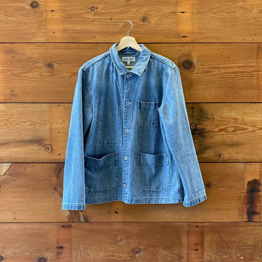 L - Alex Mill Medium Wash Denim Button Front Jean Britt Work Jacket 0815CJ