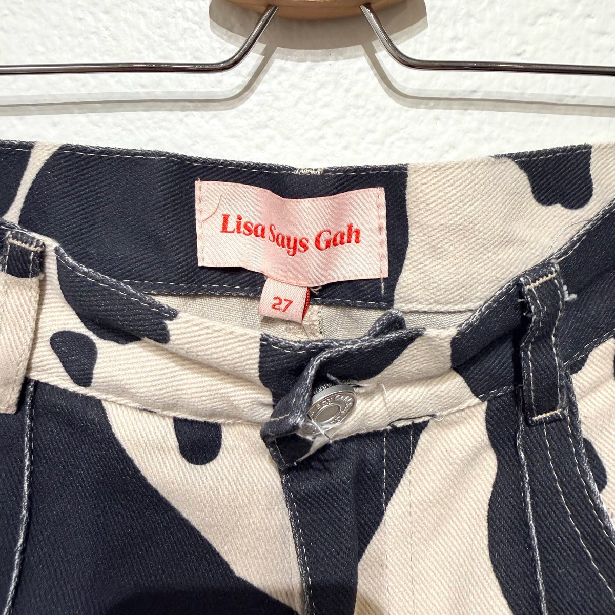 Lisa Says Gah $213 Black Cow Print Robyn High Waist Pants - Size 27 - 1201CC