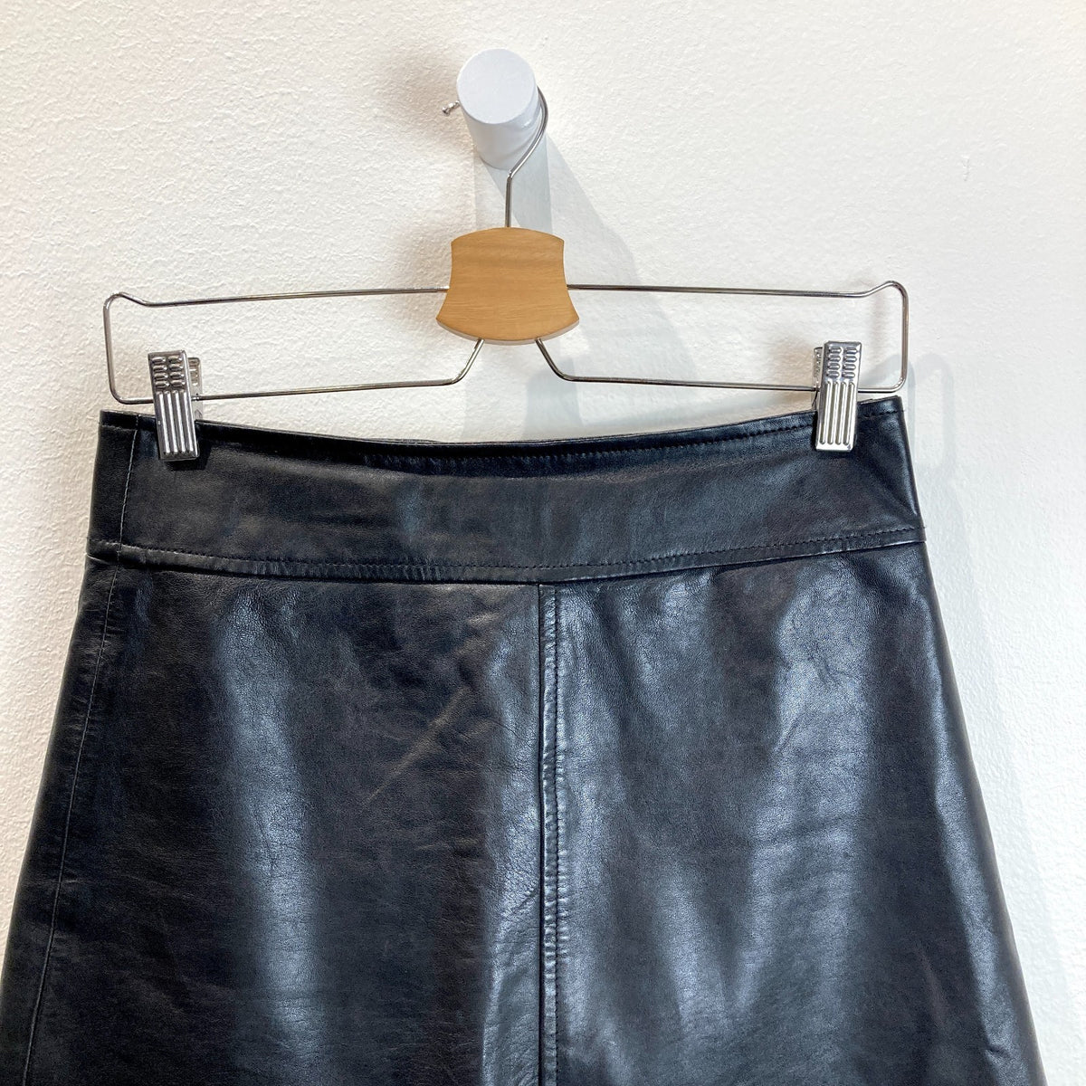 Sezane Black Lamb Leather A-Line Neli Mini Skirt - Size 36 / S - 0816MS