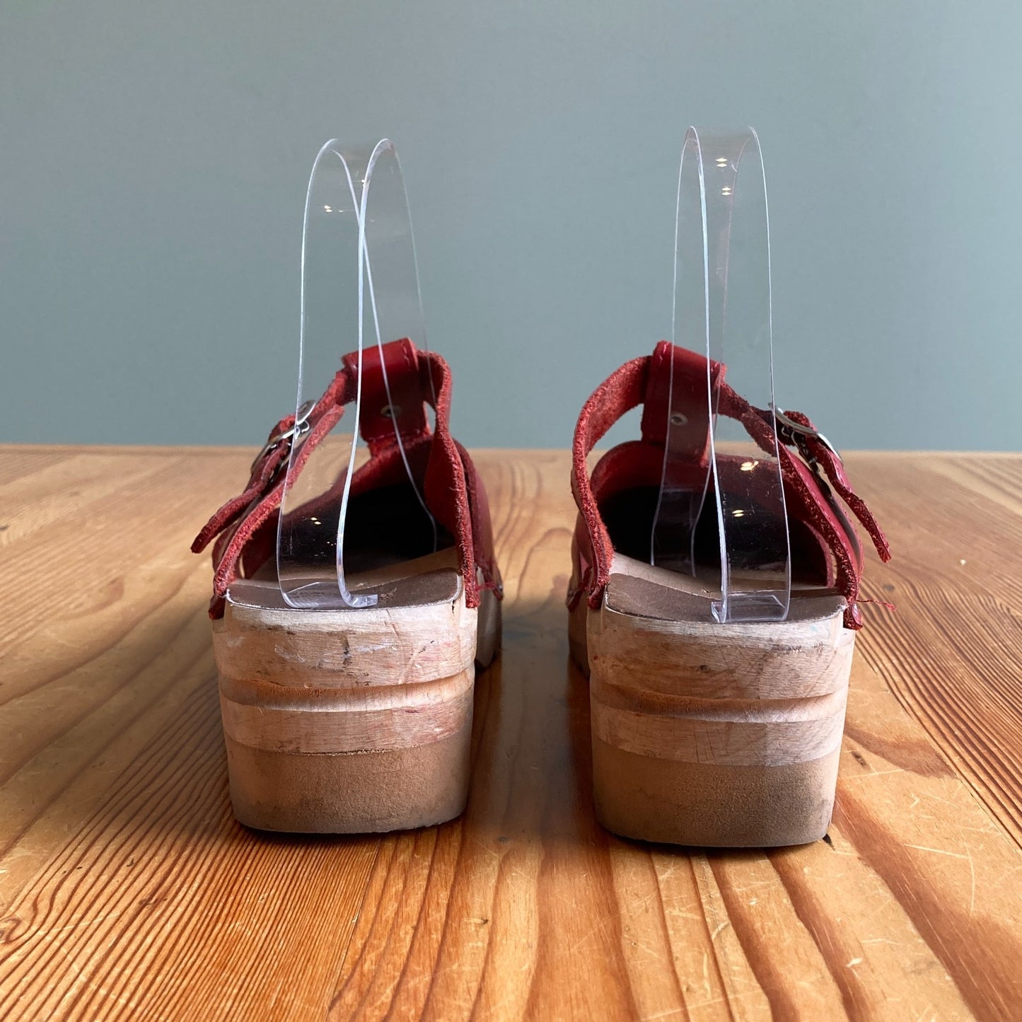 40 / 9.5 - Troentorp $128 Red Leather Mary Jane Cut Out Mules Clogs Shoes 0731EN