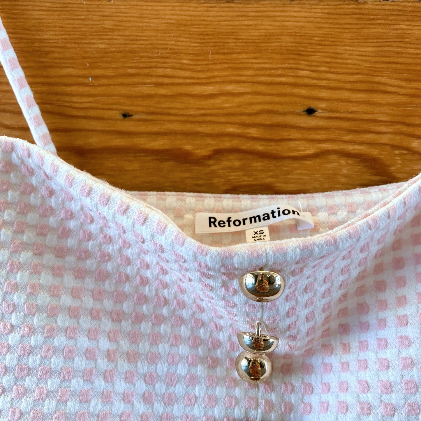 Reformation Pink White Elosia 3 Piece Skirt Top Jacket Set - Size XS - 0206SB