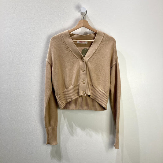 Organic John Patrick Tan Egyptian Cotton Cardigan Sweater - Size S - 0721DK
