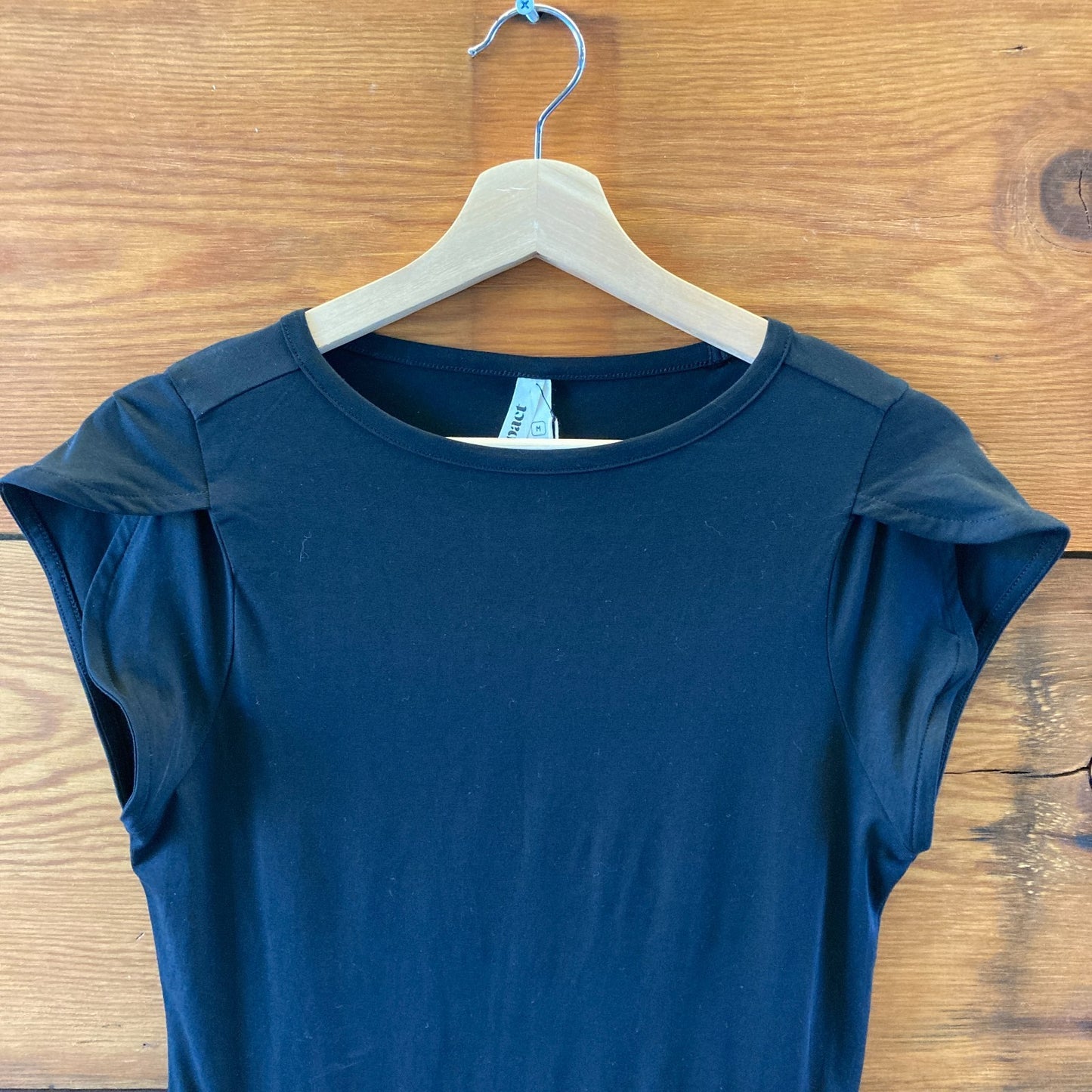 Pact Black NEW Short Sleeve Fit & Flare Organic Cotton Dress - Size M - 0323AP