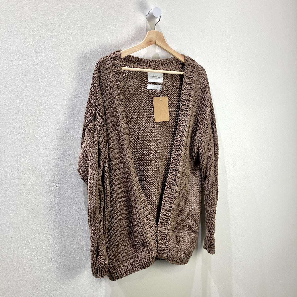The Knotty Ones Brown Open Front Cotton Knit Cardigan Sweater - Size XS - 0606RO