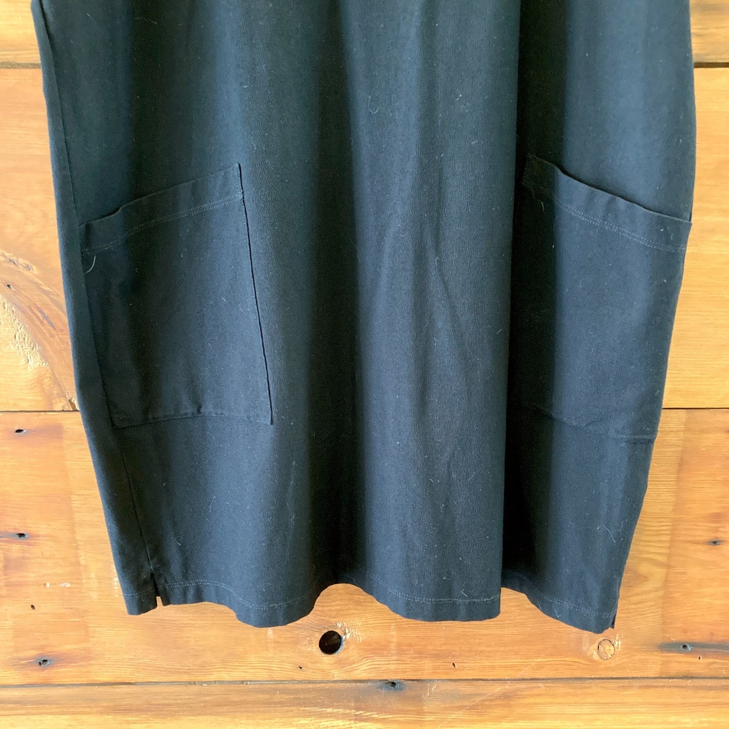Eileen Fisher Black Short Sleeve Lagenlook Shift Dress - Size S - 0222BT