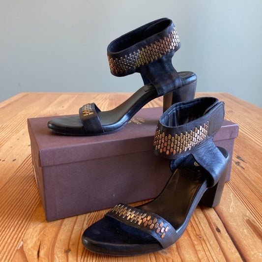 Calleen Cordero $485 Black Leather Mina Sandals Shoes - Size 8 - w/ Box - 4427SC