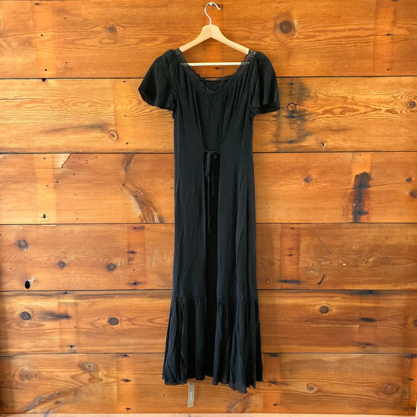 Reformation NEW Black Domini Short Sleeve Lace Midi Dress - Size 4 - 0121CE