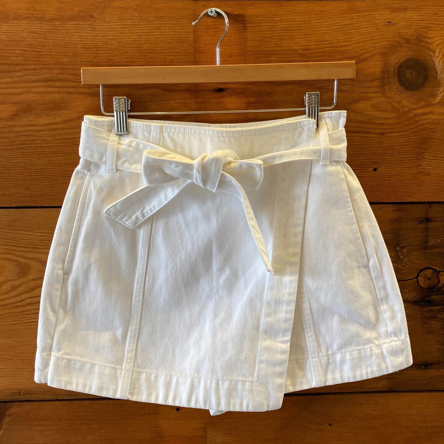4 - Veronica Beard $268 White Denim Agee Tie Waist Skort Skirt NEW 0113TS