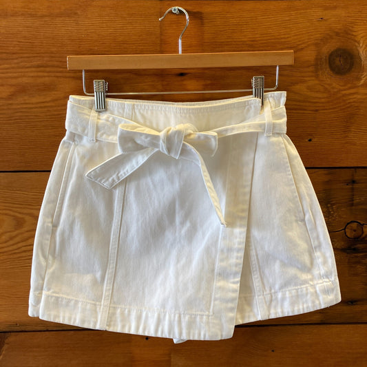 4 - Veronica Beard $268 White Denim Agee Tie Waist Skort Skirt NEW 0113TS