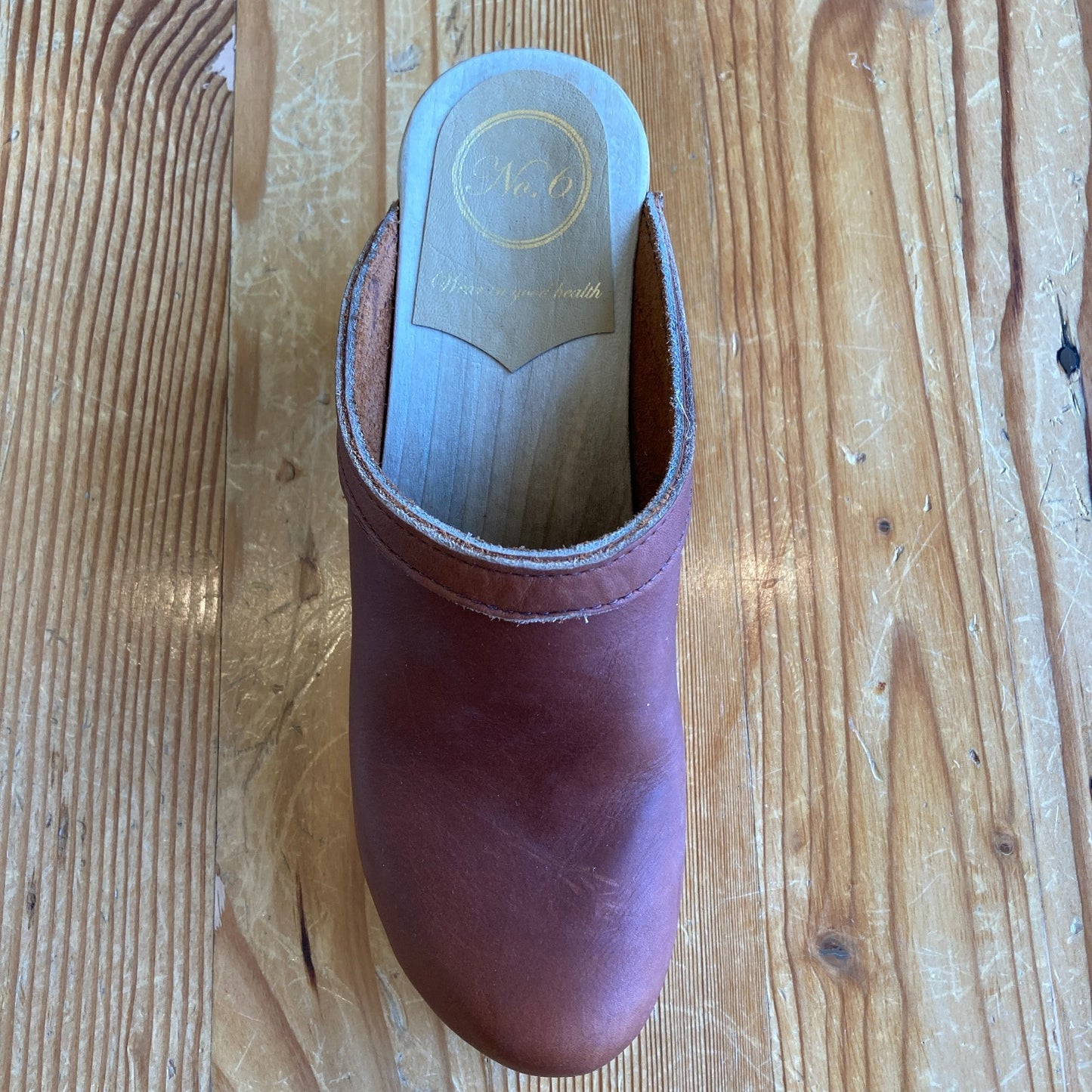 No. 6 Store Brown Leather Platform Stapled Clogs Shoes - Size 39 / 8 - 1011SC