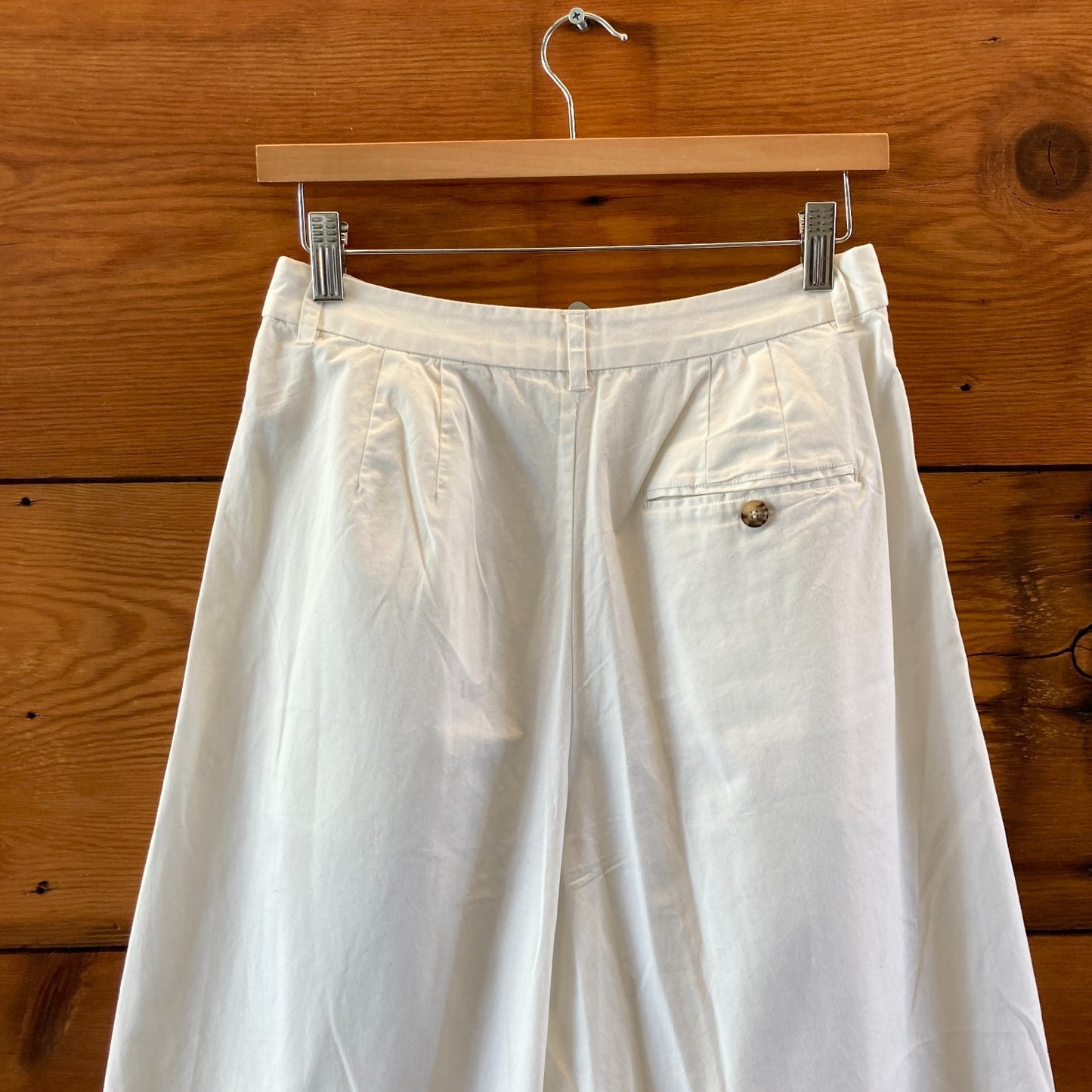 Doen White Grover Pleated Cotton Twill Tapered Pants - Size 6 - 0301JL