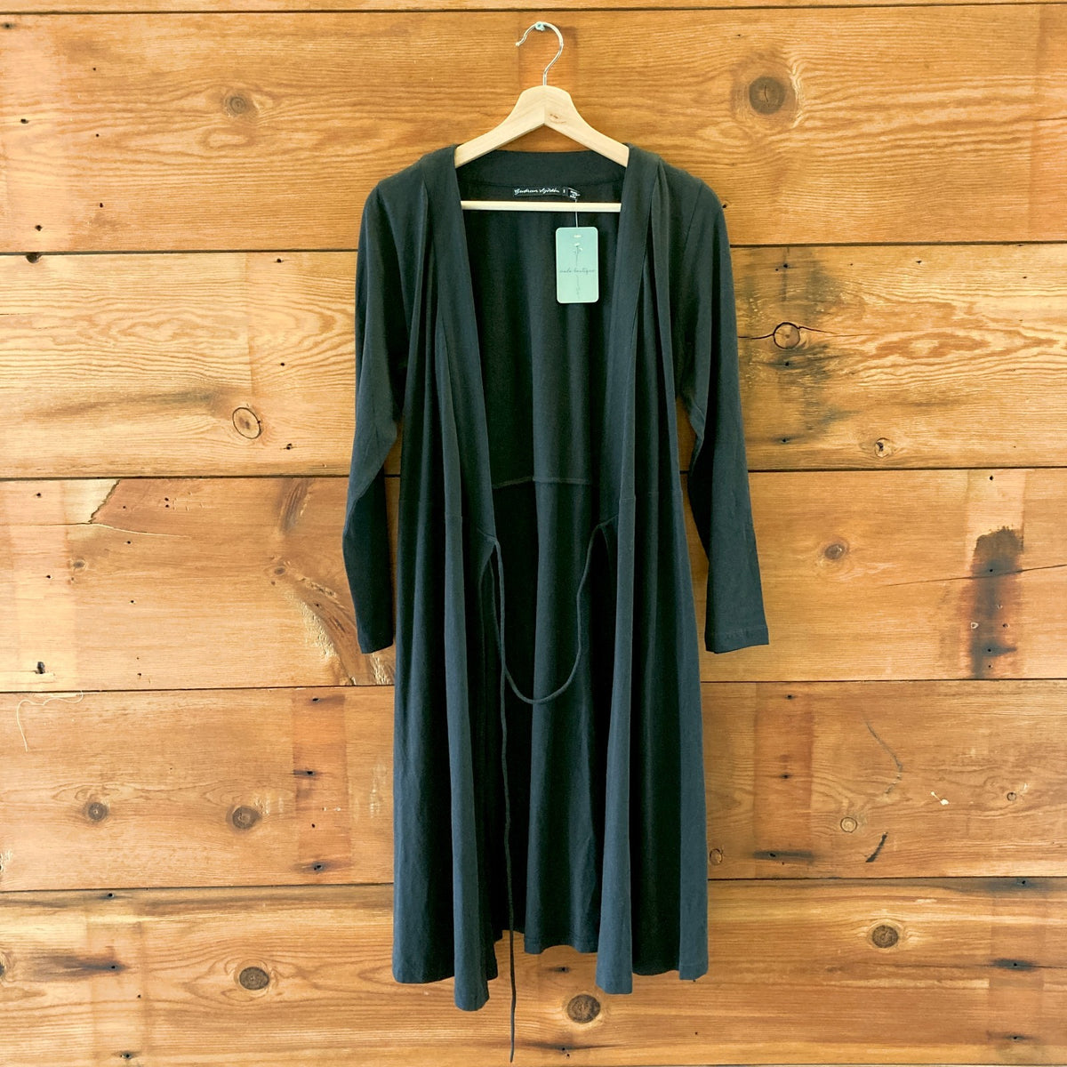 Gudrun Sjoden Black Long Sleeve Wrap Linen Cotton Blend Dress - Size S - 0320JS