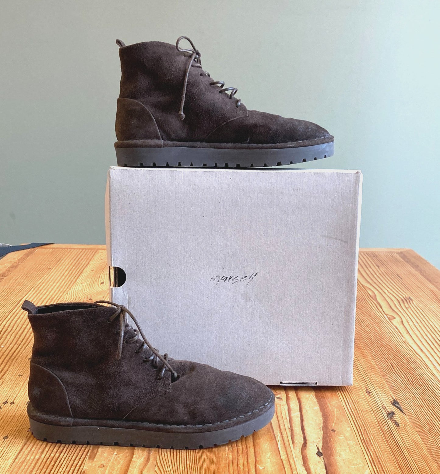 40 / 10 US- Marsell $460 Dark Brown Suede Sancrispa Alta Boots NEW w/ Box 1231SH