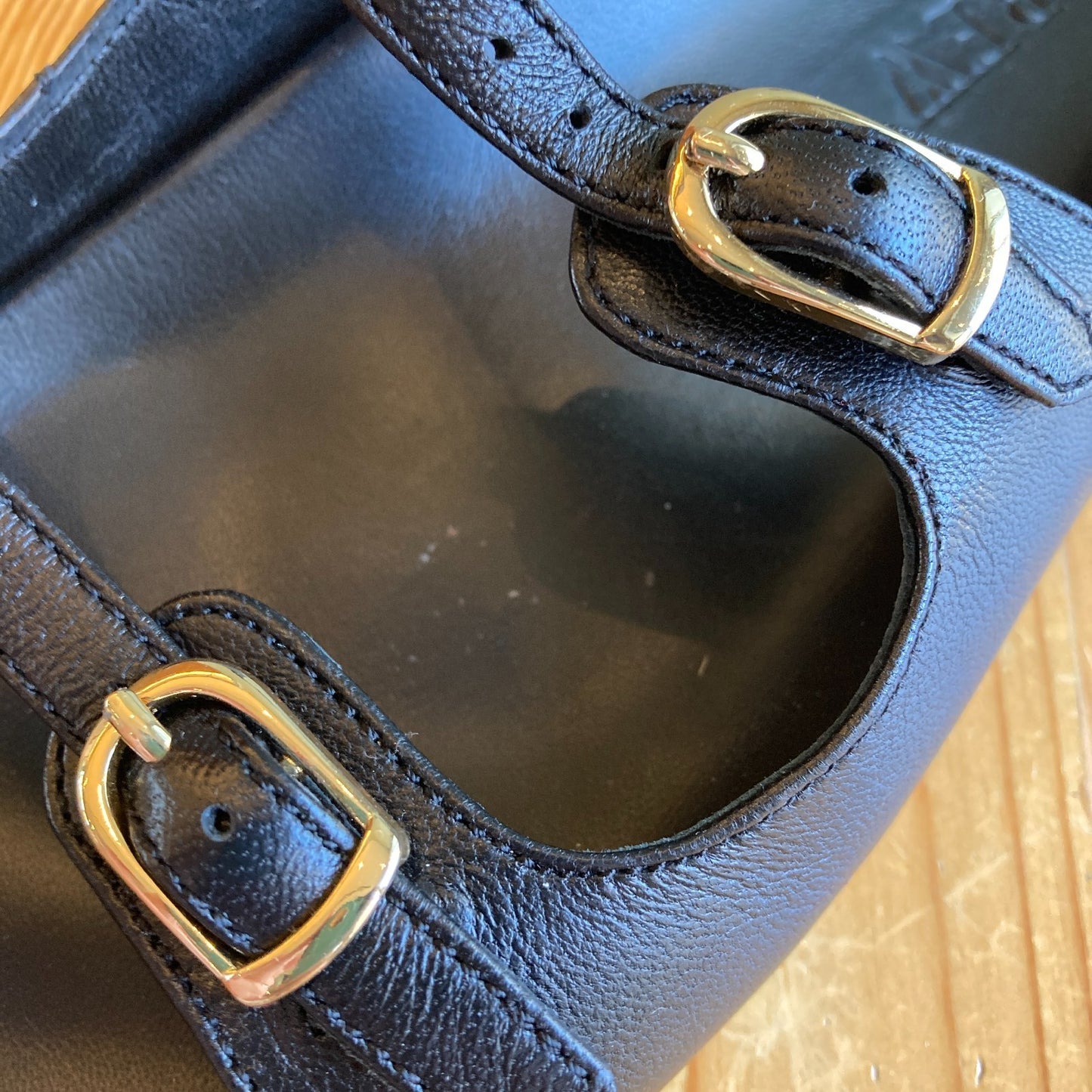 J Crew $198 Black Leather New Colbie Buckle Two Strap Sandals - Size 7 - 1122KP