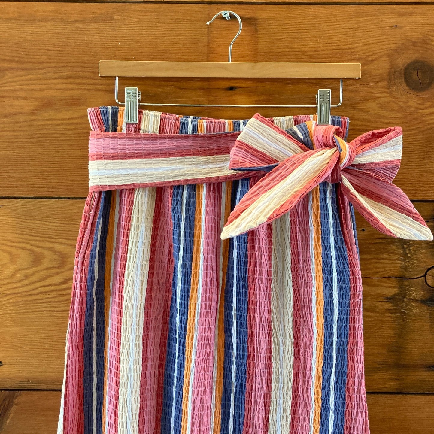 Mara Hoffman Striped Smocked Front Slit Alba Midi Skirt - Size S - 0424FB
