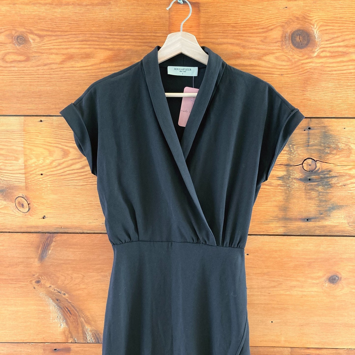 2 - MM Lafleur Black Crepe V Neck Ruched Waist Flattering Dress 0918SR