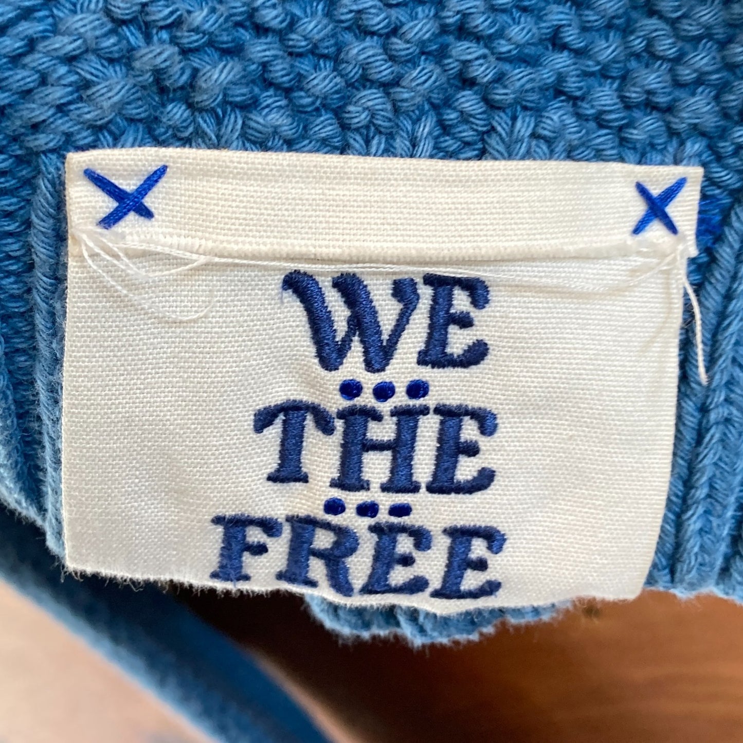 We the Free People $148 Blue Cableknit Cropped Sweater - Size XL - NEW - 1122CT