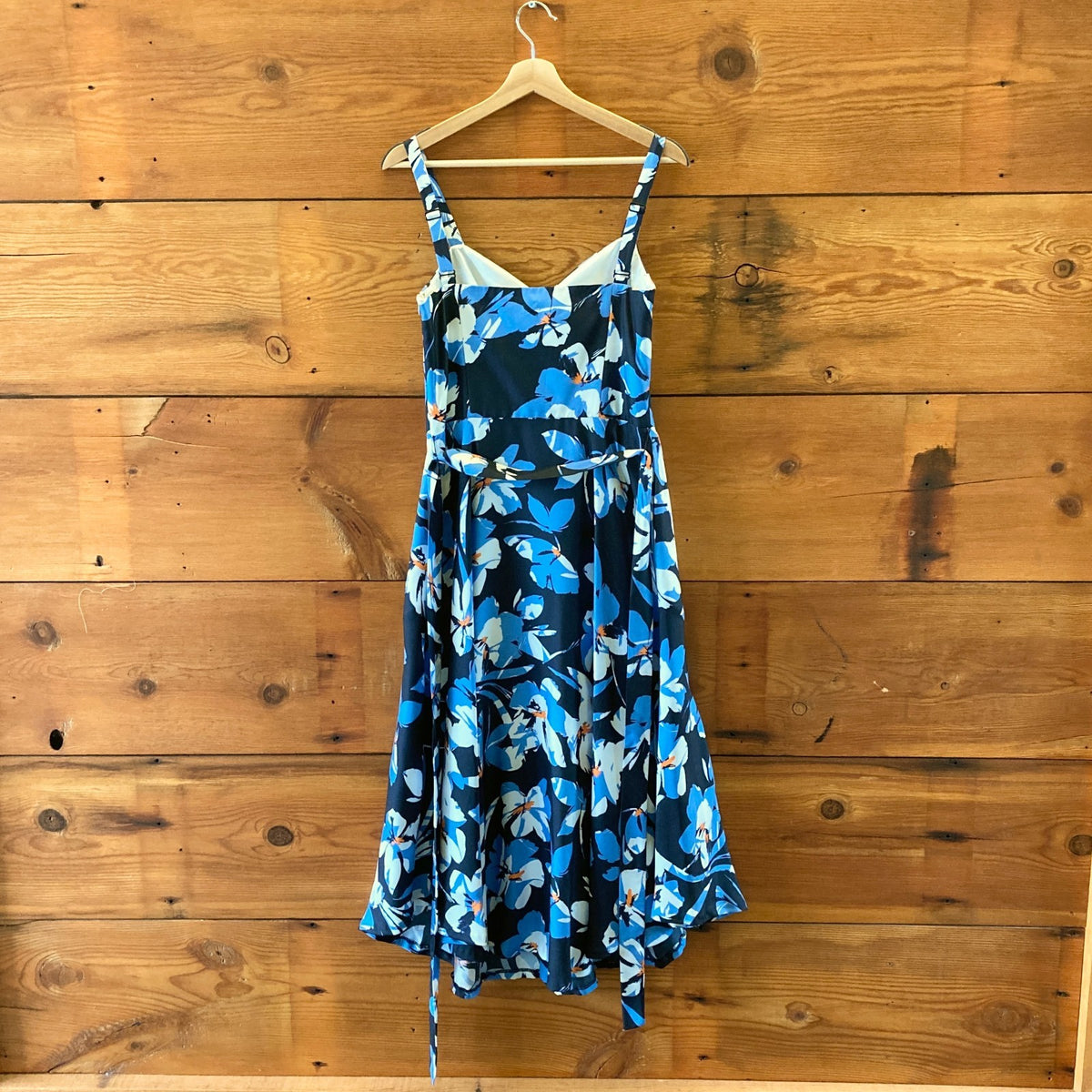 Milly Blue Floral Fit & Flare Sweetheart Neckline Dress - Size 10 - 1029SB
