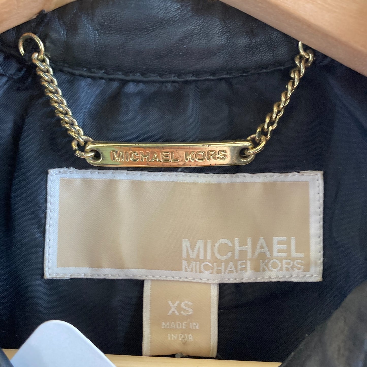 XS - Michael by Michael Kors Black Leather Zip Moto Jacket 1101SC