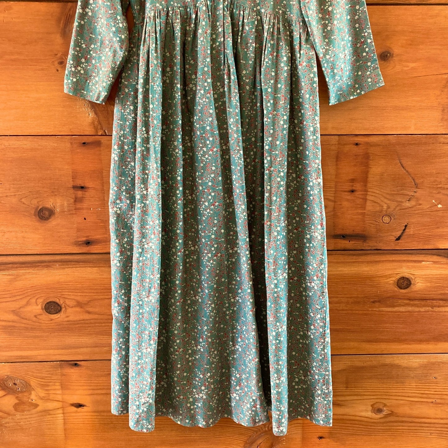Mirth Green Floral Patterned Button Up Cotton Maxi Dress - Size M - 1211VM