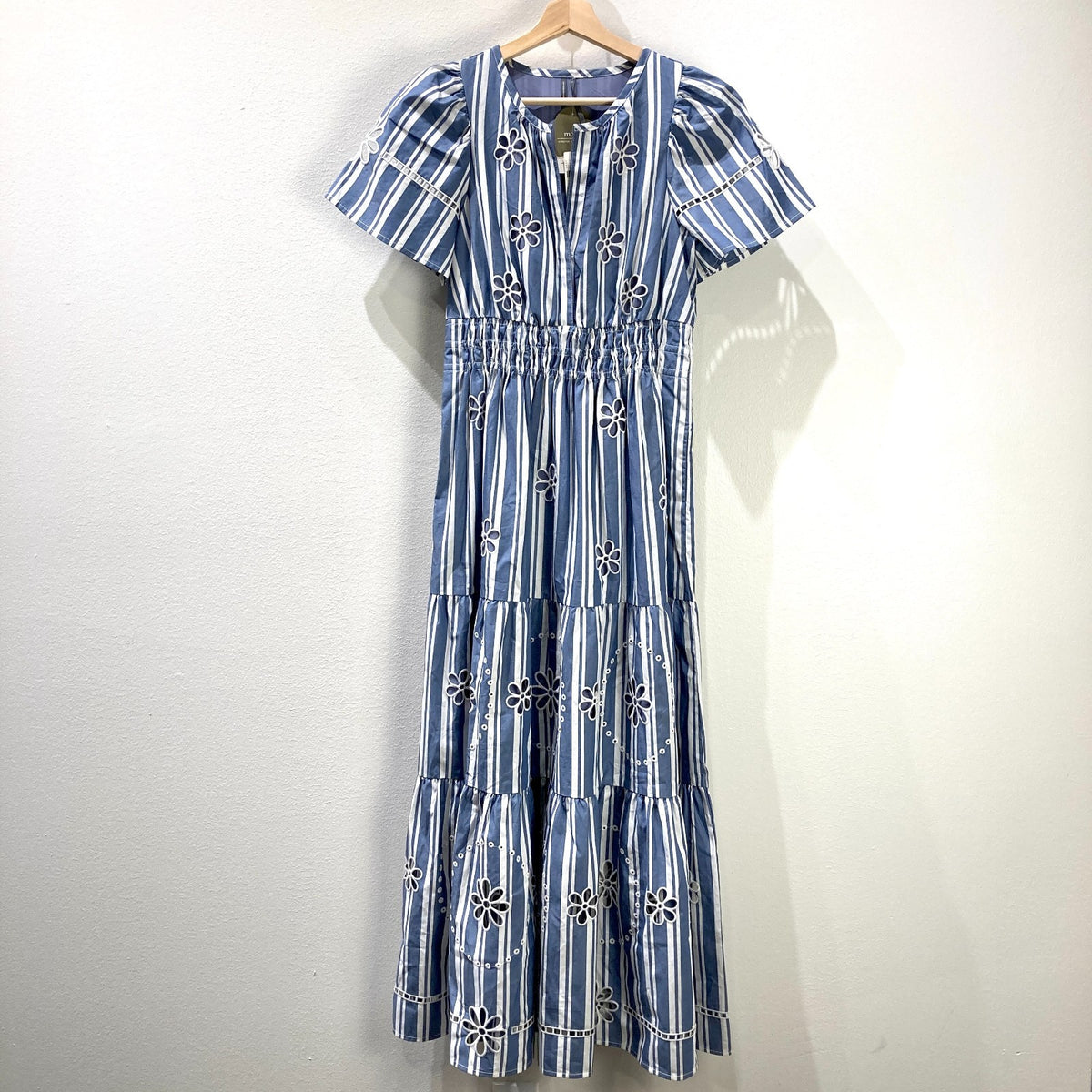 by Anthropologie Blue Striped NEW Eyelet Somerset Dress - Size S - 0501SE