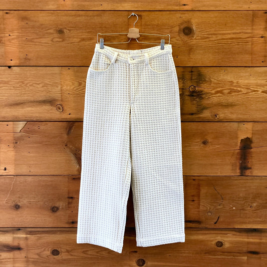 Soluna Collective Cream White Wide Leg Natural Waffle Pants - Size 8 - 0312KP