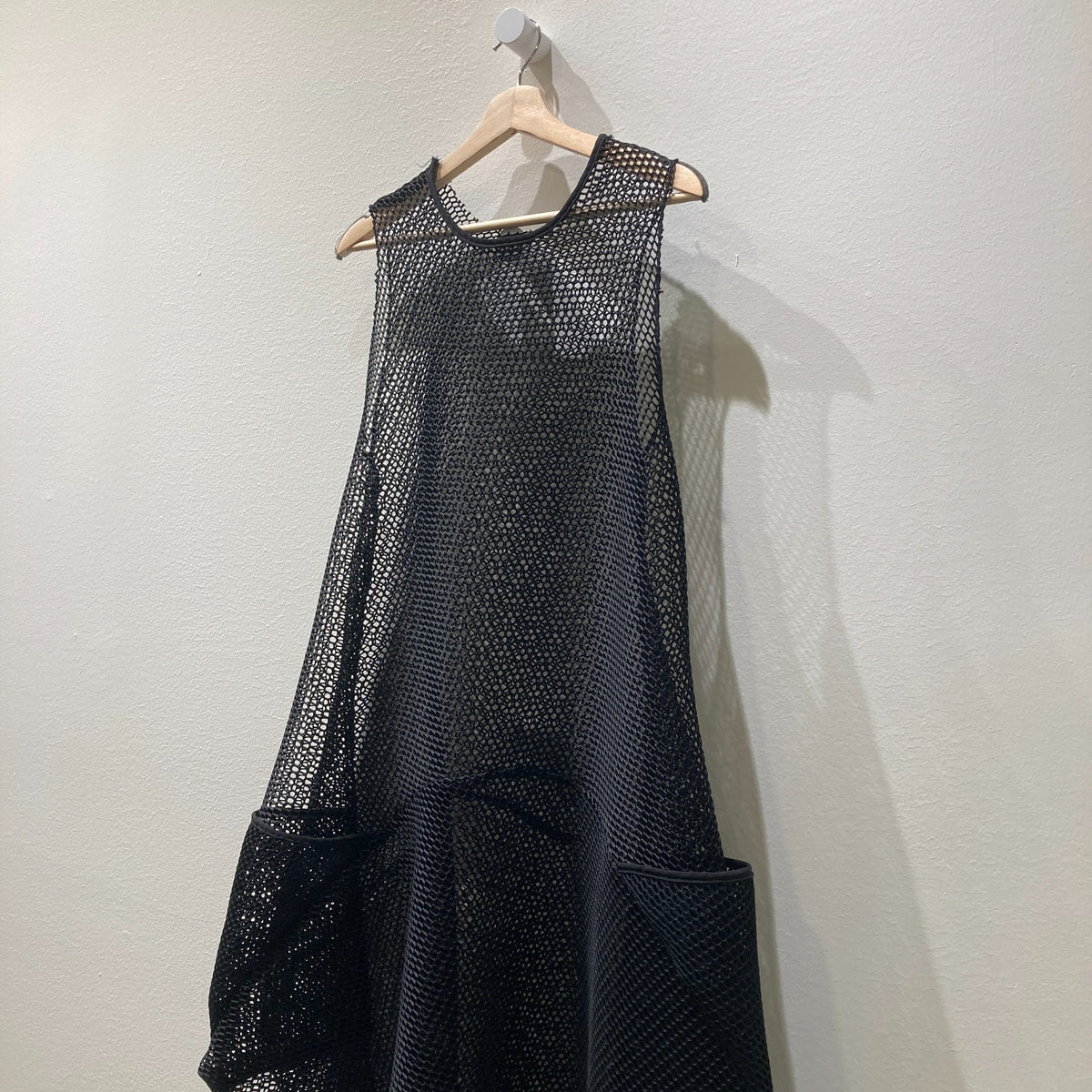HEYDARI Black Mesh Net Fabric Lagenlook Midi Dress - Size M - 0914SM