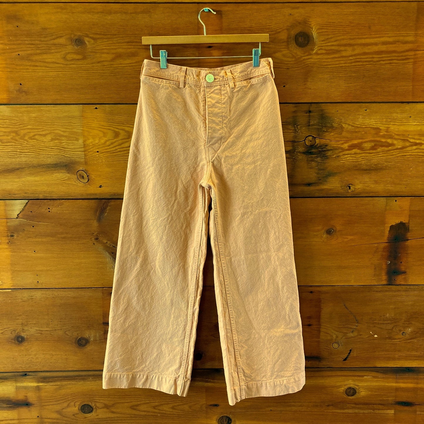 Jesse Kamm Peach Orange High Waisted Full Length Sailor Pants - Size L - 0611AJ