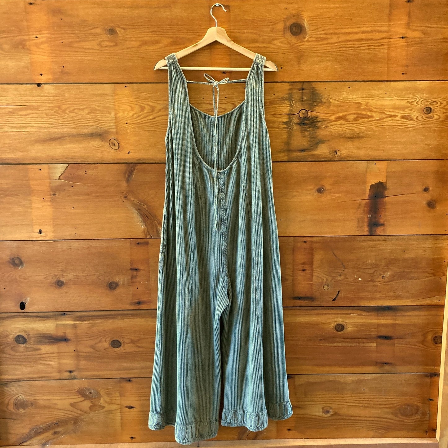 FP One Free People Green Waffle Knit Wide Leg Callie Jumpsuit - Size M - 0425SV